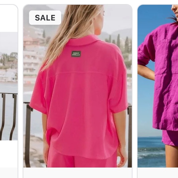 DAILY DRILLS Hot Pink Linen Button Down (XS/S) Worn Once! - Picture 1 of 2